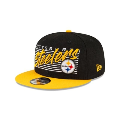 Black Pittsburgh Steelers Hat - New Era NFL Retro 9FIFTY Snapback Caps USA7314968